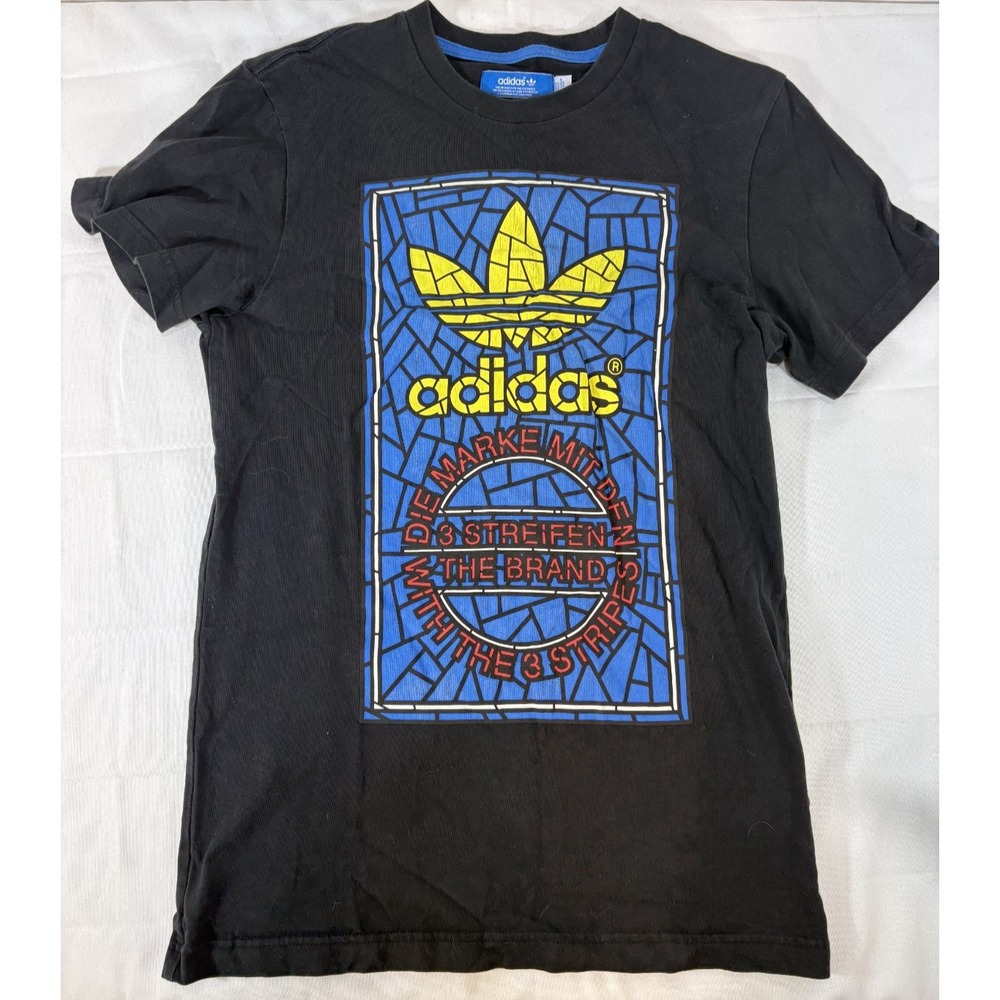 Adidas Originals Stained Glass Trefoil Logo T-Shirt Black Men's Sz Small S RARE